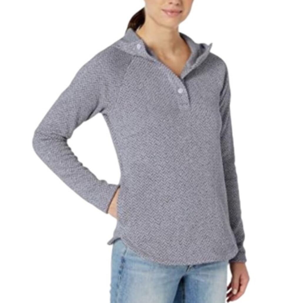 COLUMBIA Darling Days Hooded Sweater Sz L Gray Twilight T-Snap Outdoor Everyday